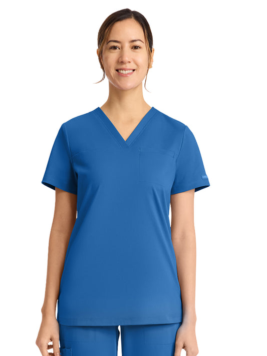Women's 1-Pocket V-Neck Top - CK963 - Royal