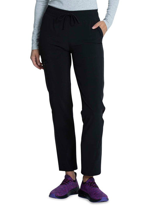 Women's Mid Rise Tapered Leg Drawstring Pant - CKA184 - Black