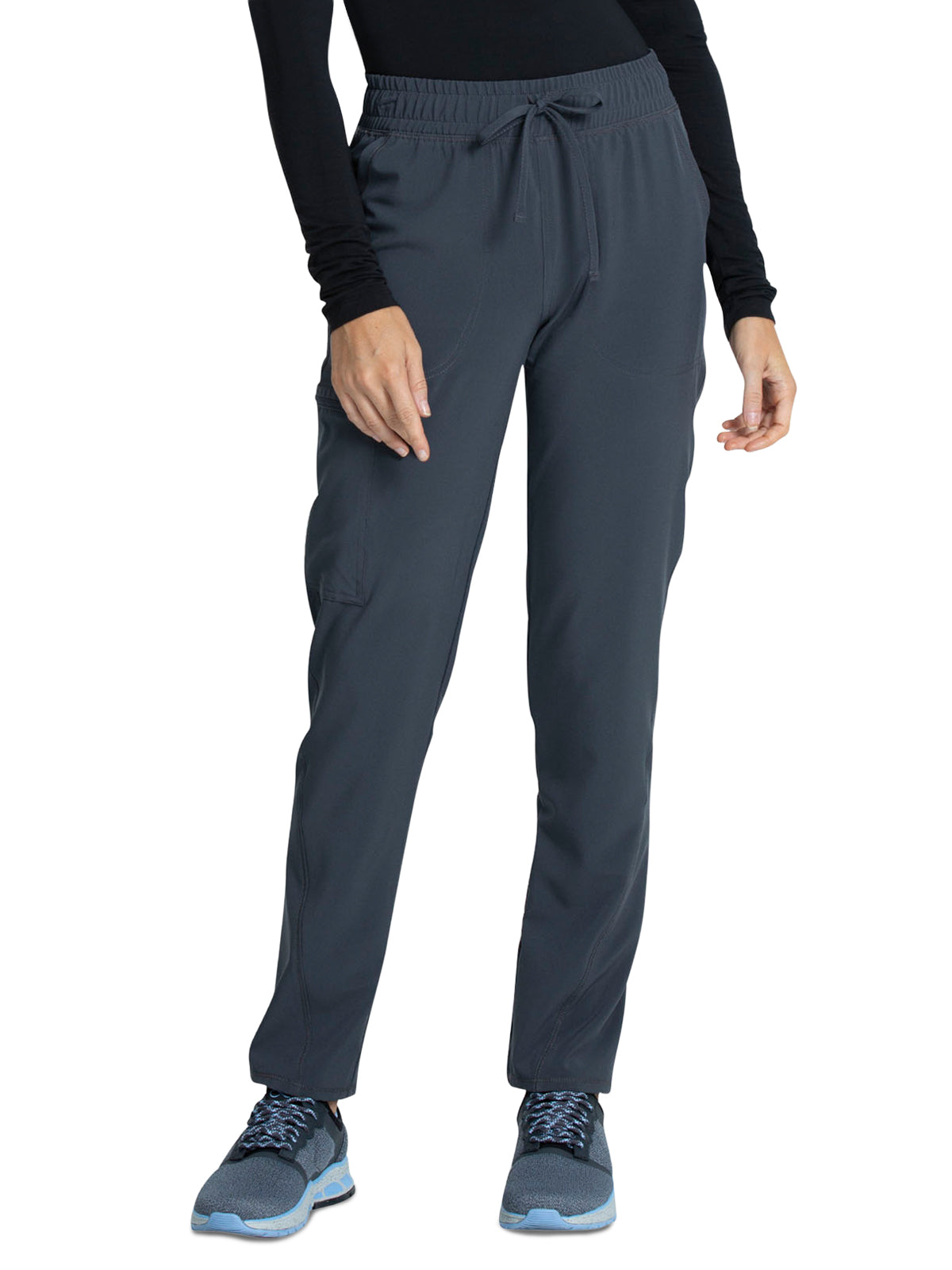 Women's Mid Rise Tapered Leg Drawstring Pant - CKA184 - Pewter