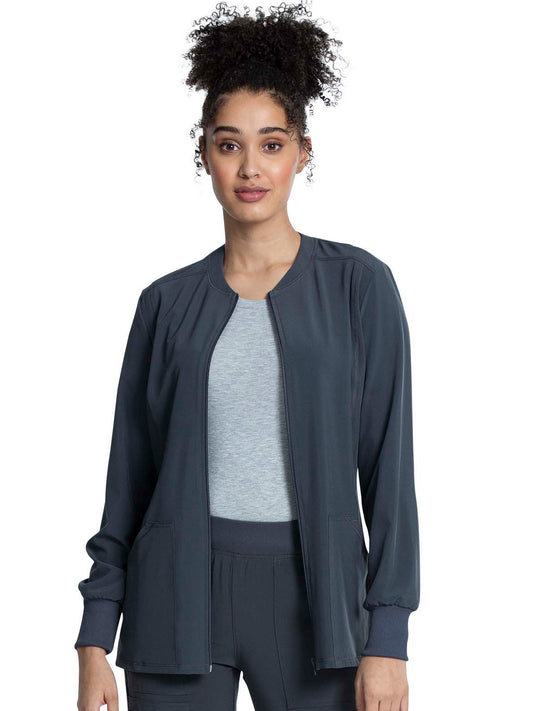 Women's Zip Front Jacket - CKA384 - Pewter