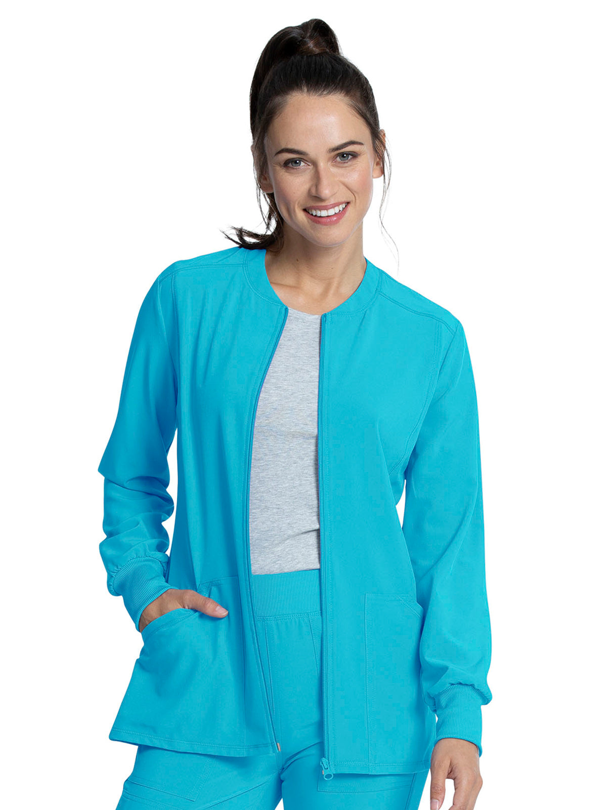 Women's Zip Front Jacket - CKA384 - Teal Blue
