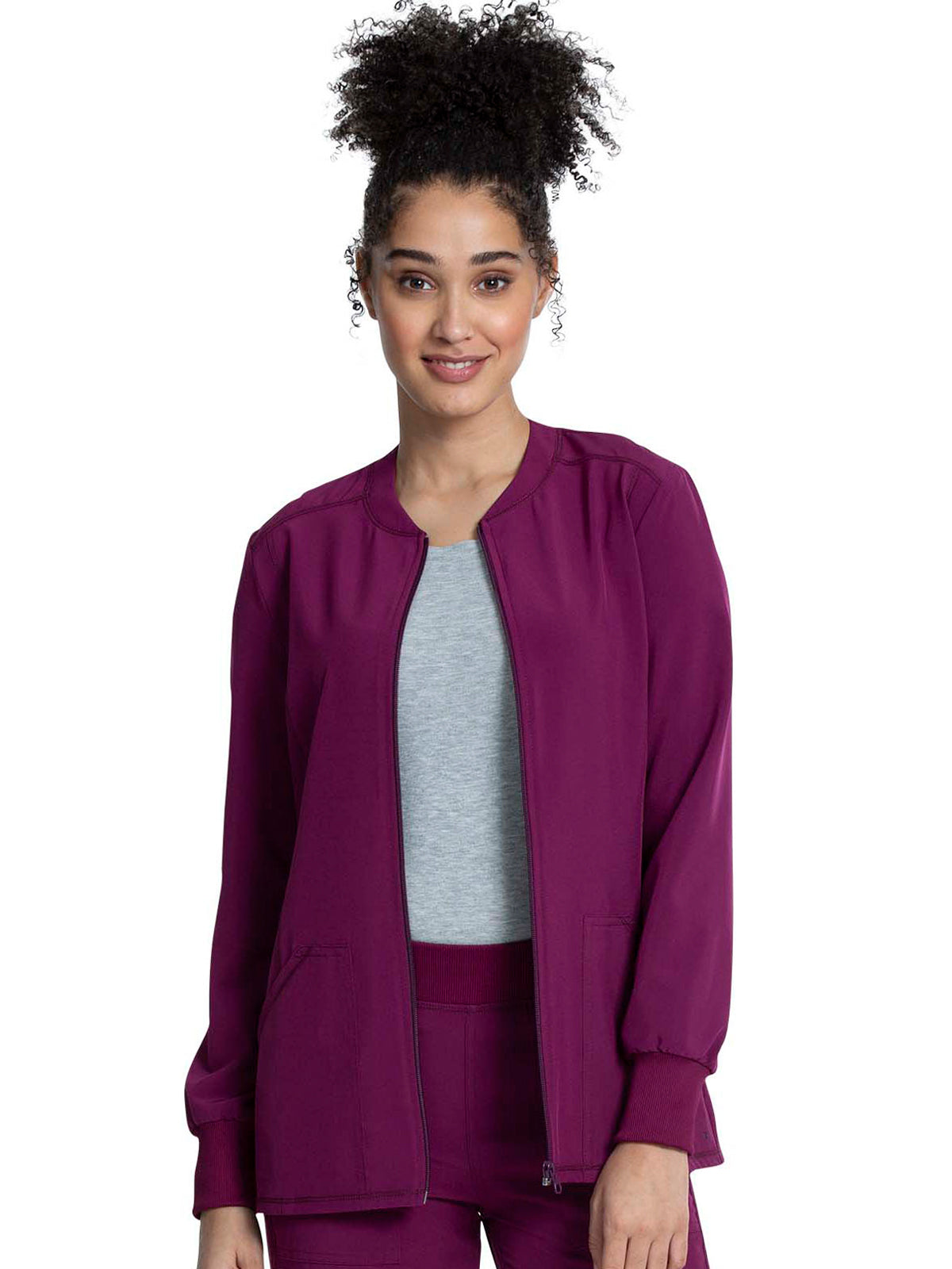 Women's Zip Front Jacket - CKA384 - Wine