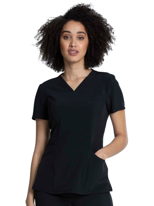 Women's V-Neck Top - CKA684 - Black