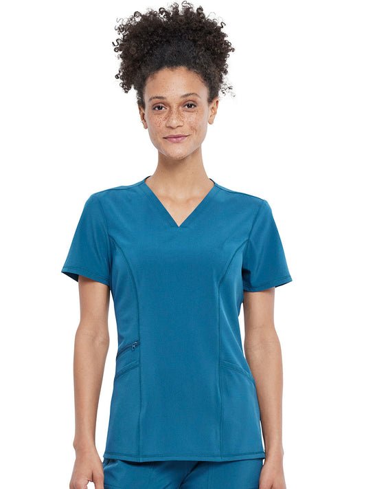 Women's V-Neck Top - CKA684 - Caribbean Blue
