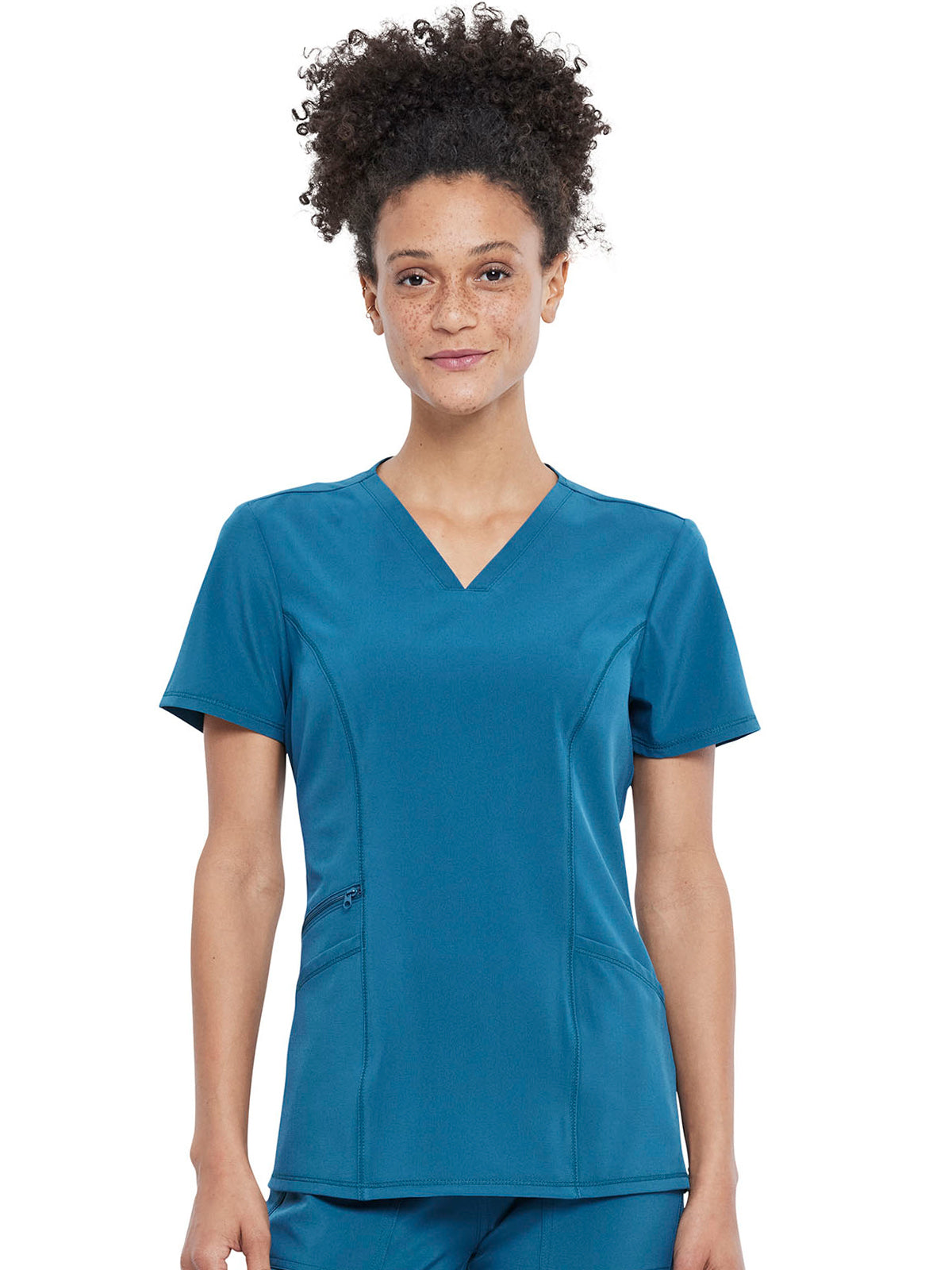 Women's V-Neck Top - CKA684 - Caribbean Blue
