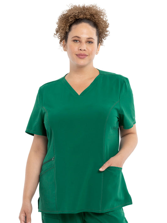 Women's V-Neck Top - CKA684 - Hunter Green