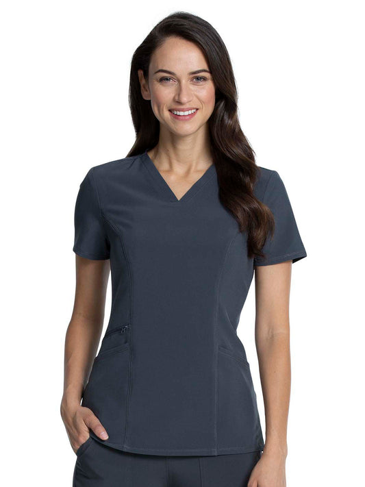 Women's V-Neck Top - CKA684 - Pewter