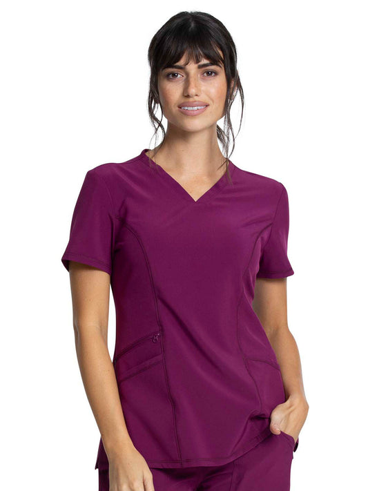 Women's V-Neck Top - CKA684 - Wine