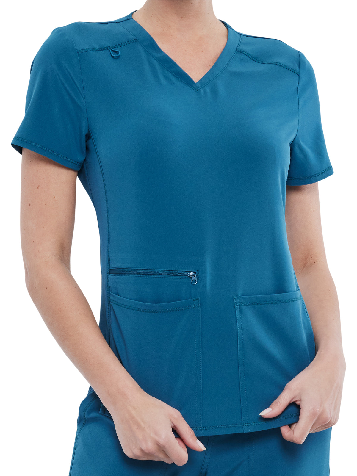 Women's V-Neck Top - CKA685 - Caribbean Blue