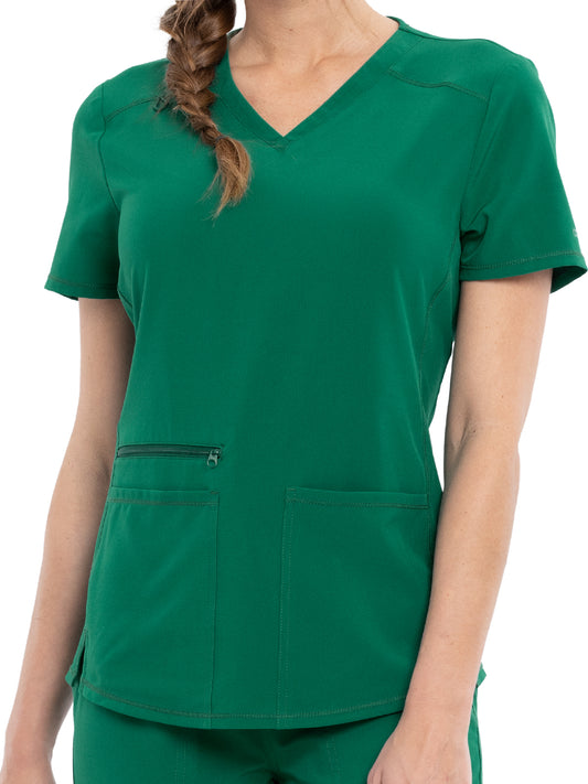 Women's V-Neck Top - CKA685 - Hunter Green
