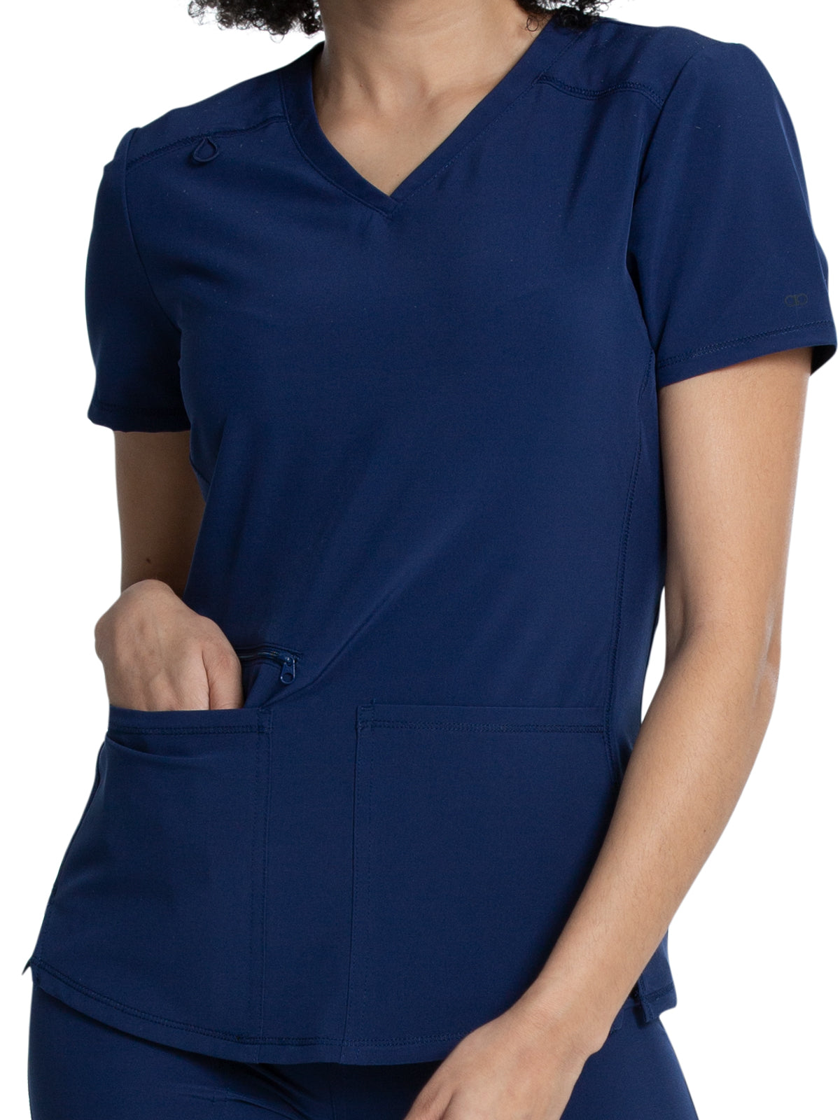 Women's V-Neck Top - CKA685 - Navy