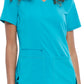 Women's V-Neck Top - CKA685 - Teal Blue