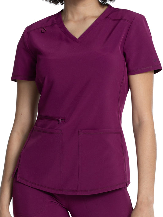 Women's V-Neck Top - CKA685 - Wine