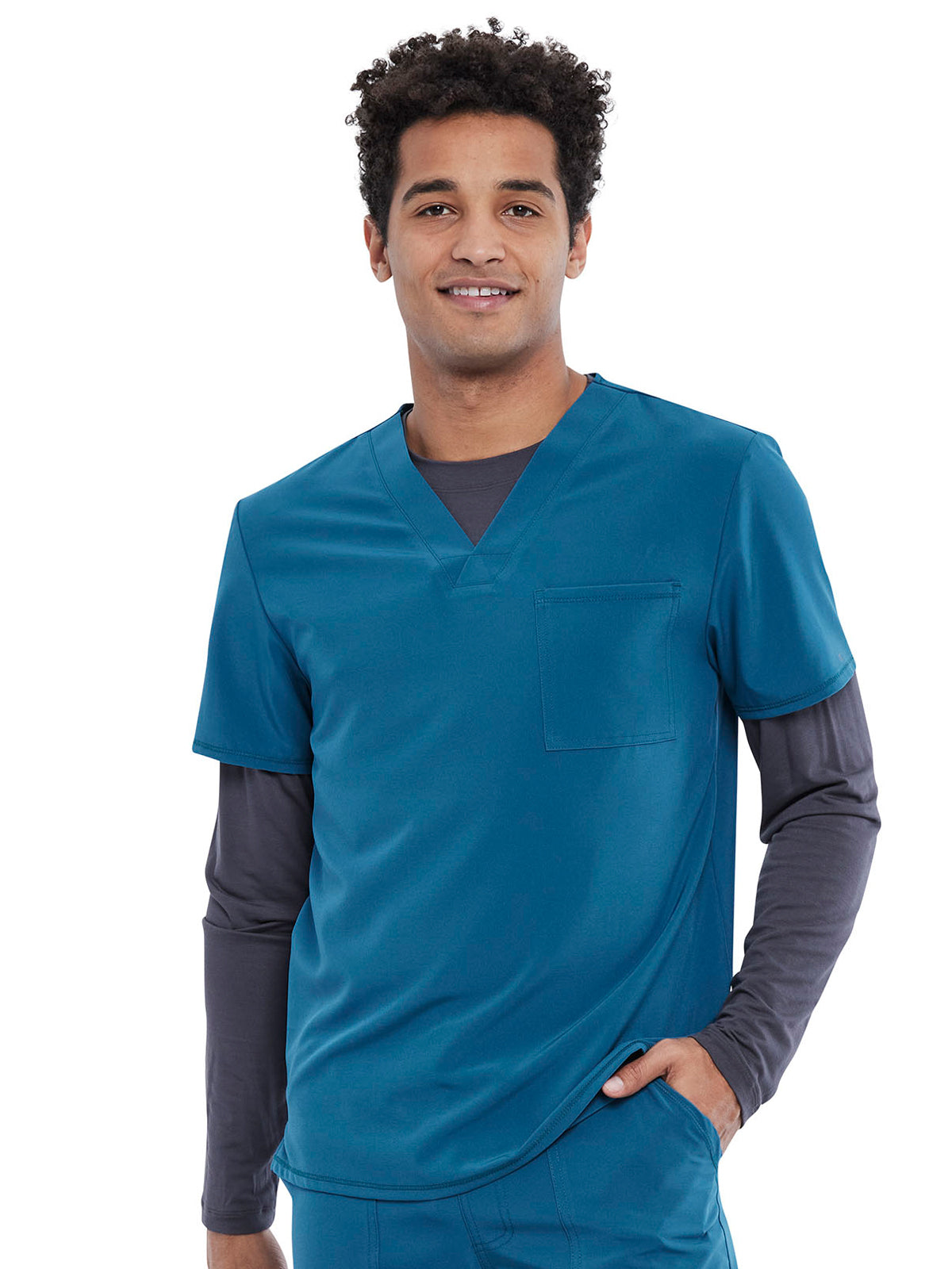 Men's Tuckable V-Neck Top - CKA689 - Caribbean Blue