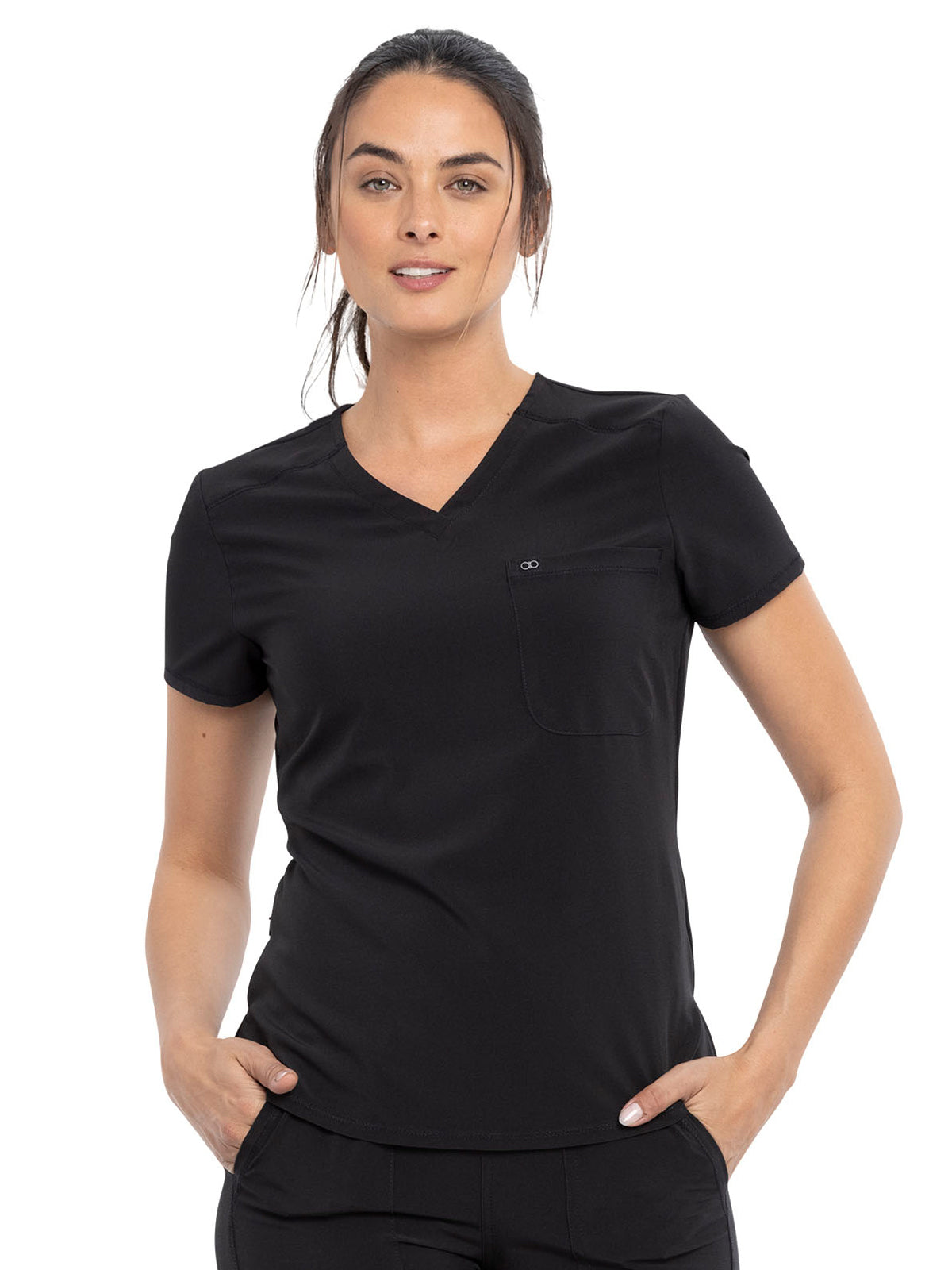 Women's Tuckable V-Neck Top - CKA690 - Black