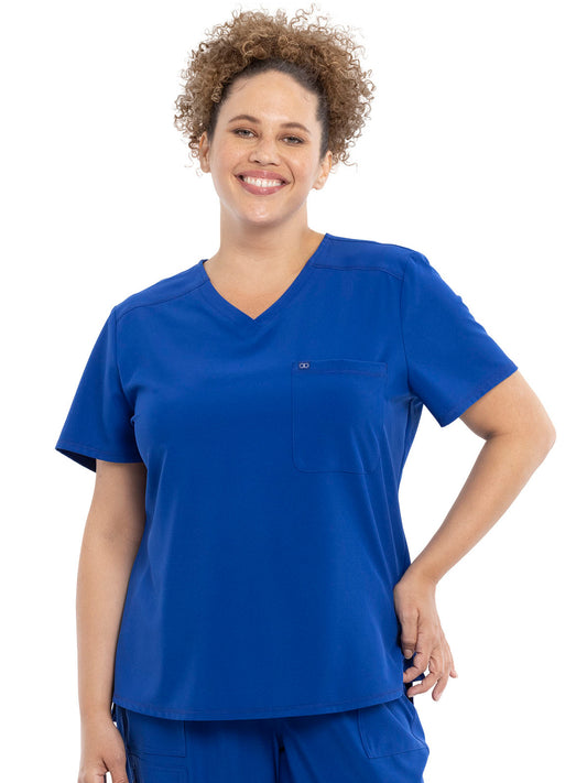 Women's Tuckable V-Neck Top - CKA690 - Galaxy Blue