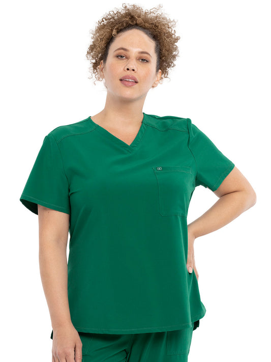 Women's Tuckable V-Neck Top - CKA690 - Hunter Green