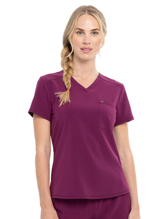 Women's Tuckable V-Neck Top - CKA690 - Wine