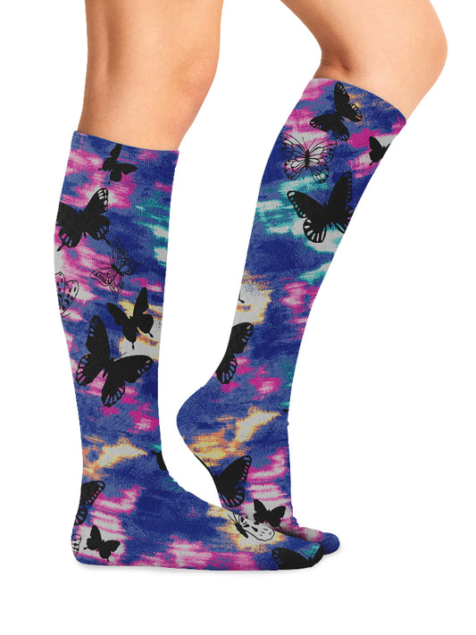 Women's Knee High 8-15 mmHg Compression Sock - COMFORTSUPPORT - Butterfly Flutter