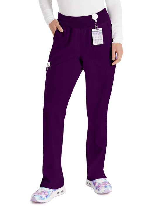 Women's 7-Pocket Natural Rise Tapered Leg Pant - DK005 - Eggplant