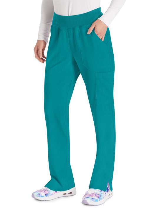 Women's 7-Pocket Natural Rise Tapered Leg Pant - DK005 - Teal Blue