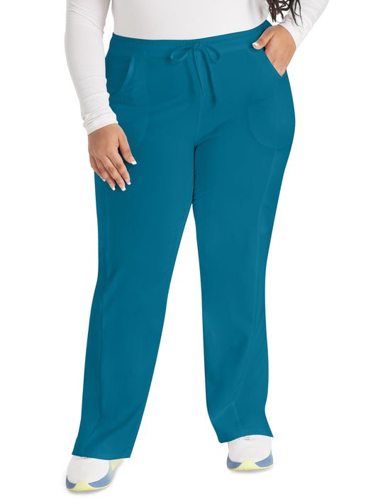 Women's 7-Pocket Mid Rise Straight Leg Pant - DK010 - Caribbean Blue