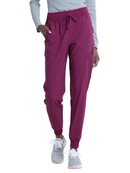 Women's 6-Pocket Mid Rise Jogger Pant - DK065 - Wine