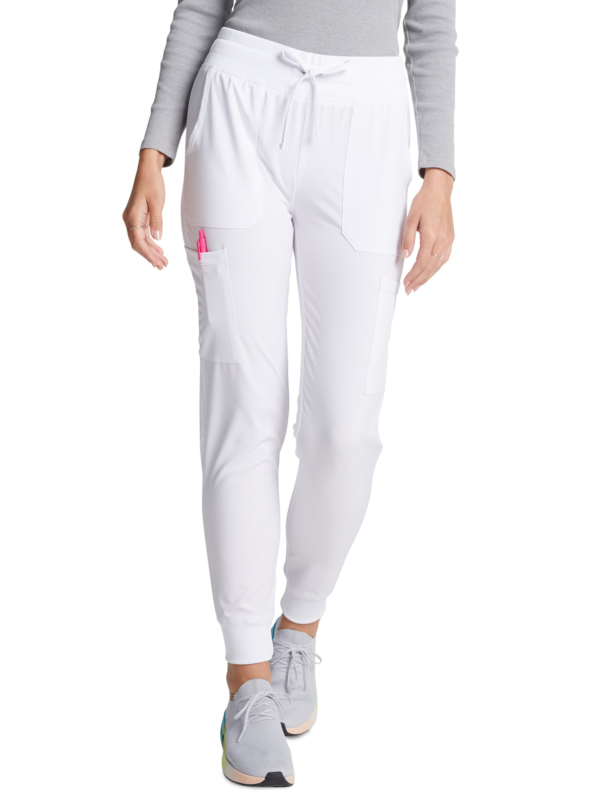 Women's 6-Pocket Mid Rise Jogger Pant - DK065 - White