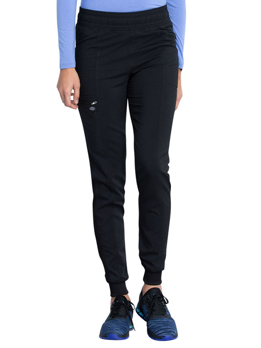 Women's 5-Pocket Mid Rise Jogger Pant - DK155 - Black