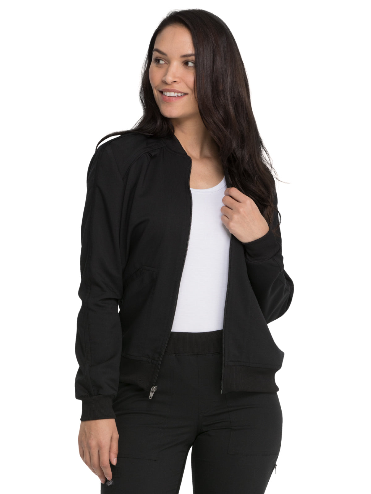 Women's 2-Pocket Zip Front Jacket - DK365 - Black
