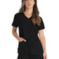 Women's 2-Pocket Contemporary V-Neck Top - DK615 - Black
