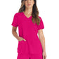 Women's 2-Pocket Contemporary V-Neck Top - DK615 - Hot Pink