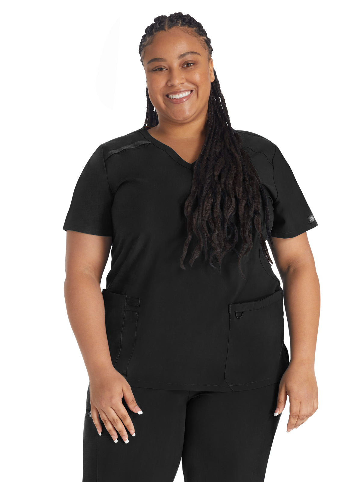 Women's 2-Pocket Contemporary Top - DK625 - Black