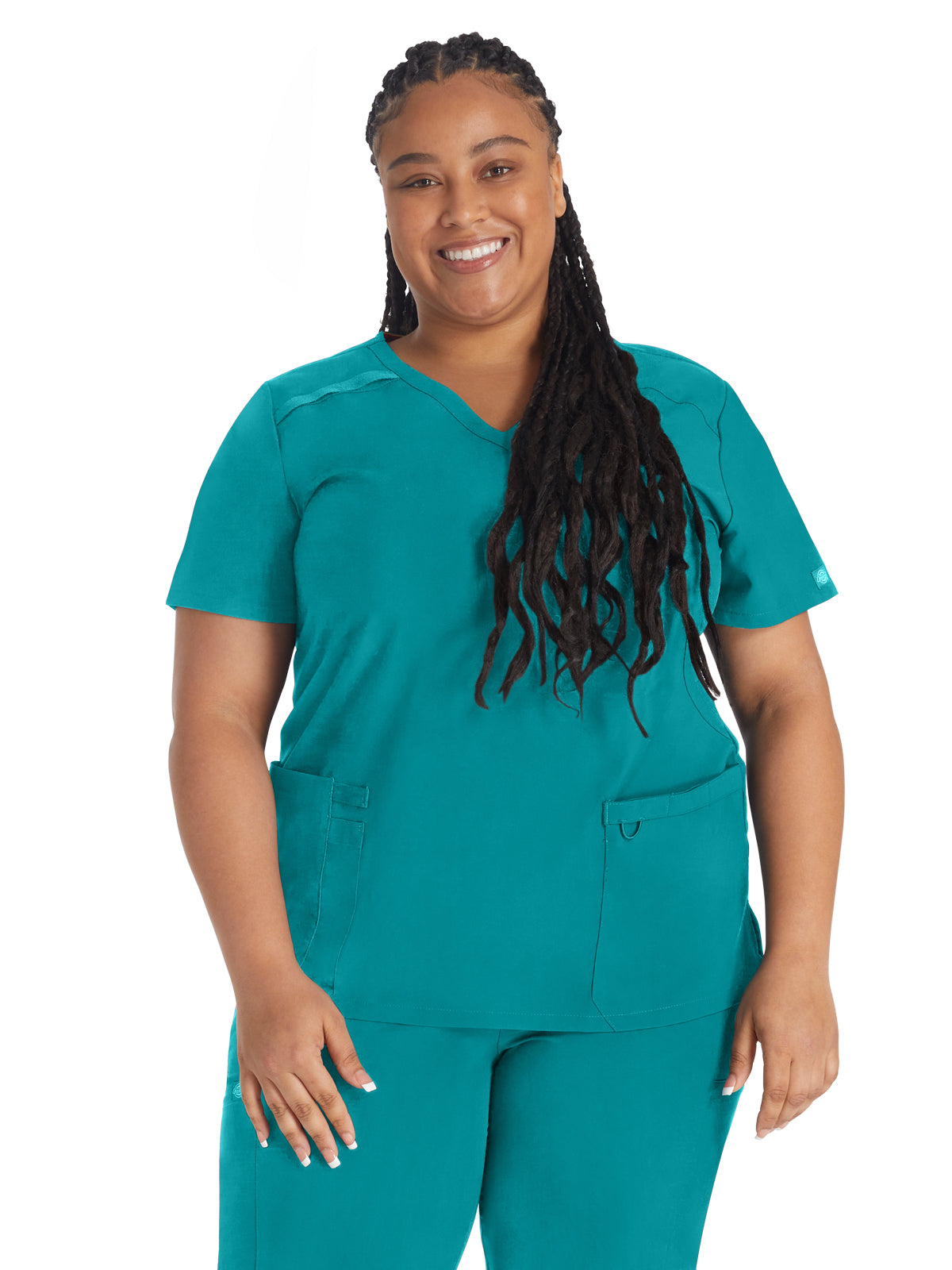 Women's 2-Pocket Contemporary Top - DK625 - Teal Blue