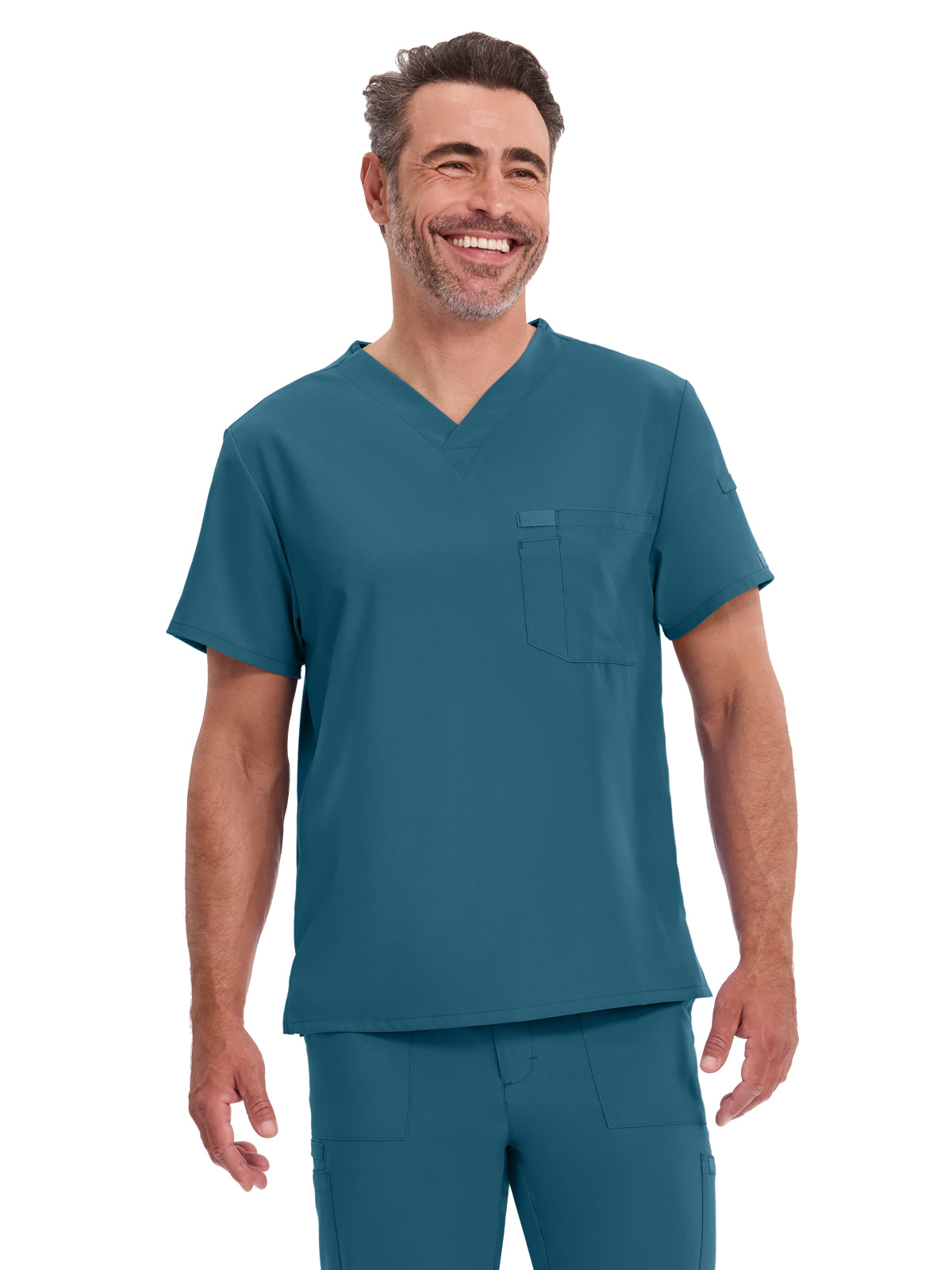 Men's 2-Pocket Tuckable V-Neck Top - DK635 - Caribbean Blue