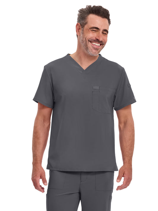 Men's 2-Pocket Tuckable V-Neck Top - DK635 - Pewter