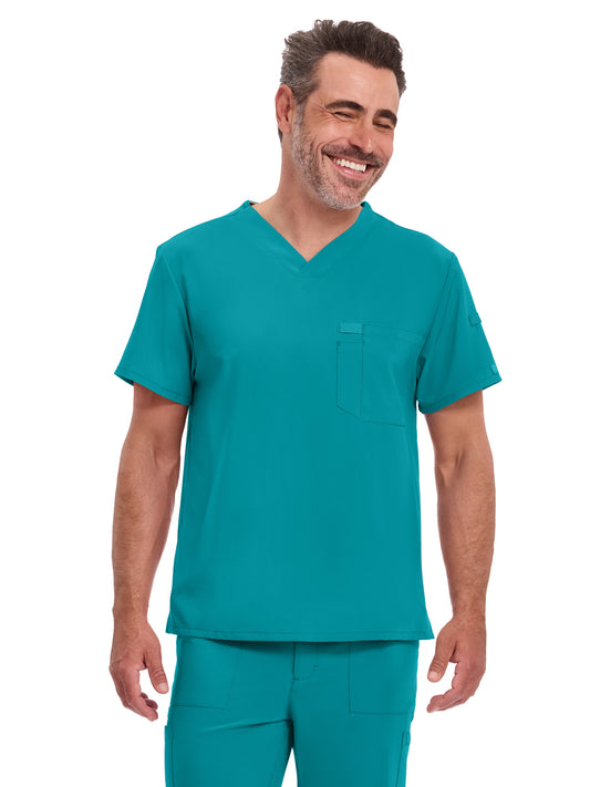 Men's 2-Pocket Tuckable V-Neck Top - DK635 - Teal Blue
