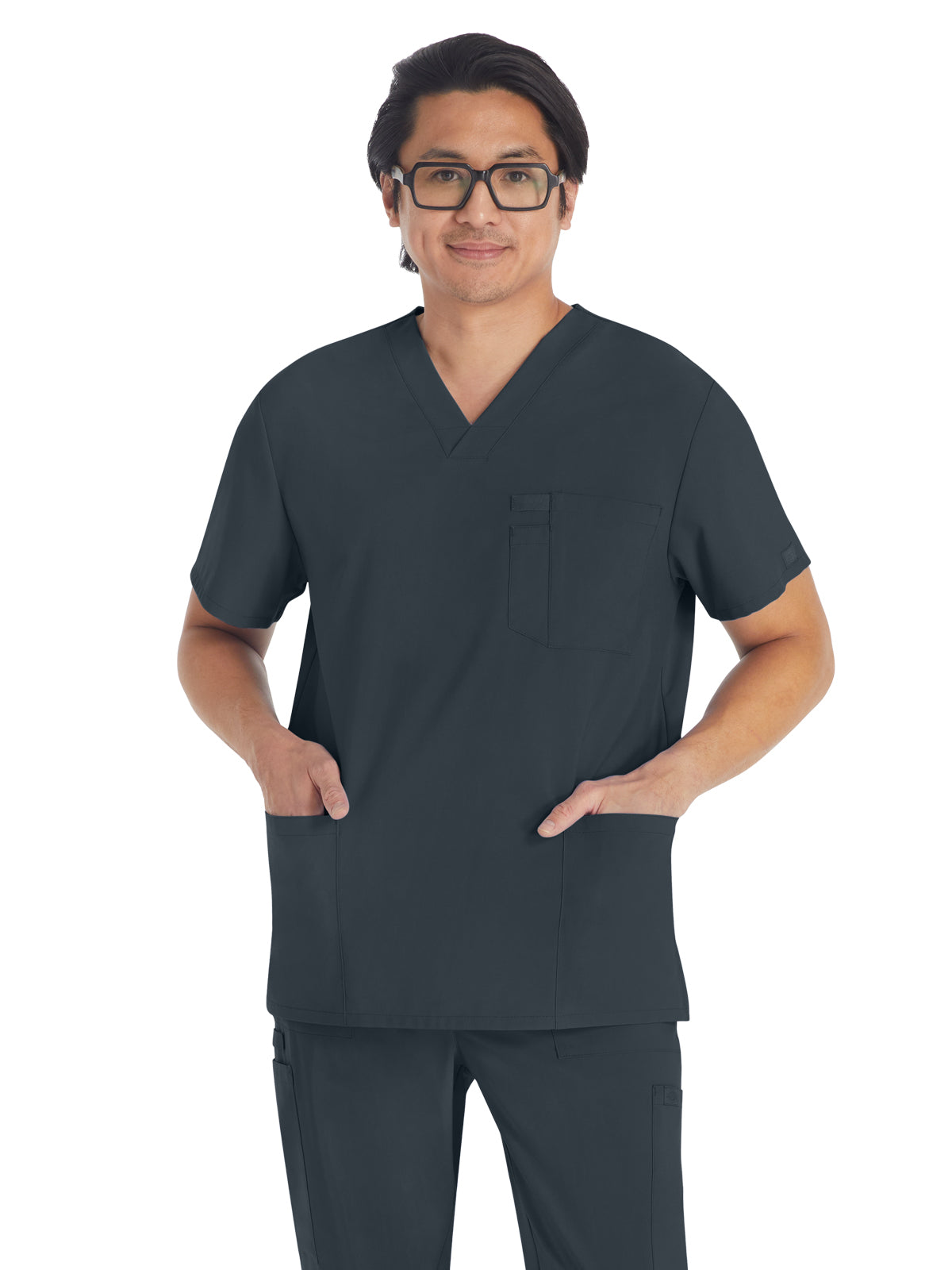 Men's 4-Pocket V-Neck Top - DK645 - Pewter