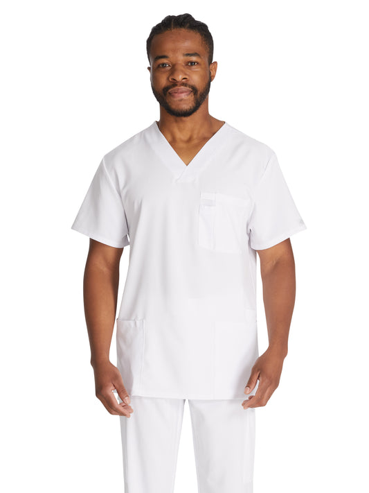 Men's 4-Pocket V-Neck Top - DK645 - White