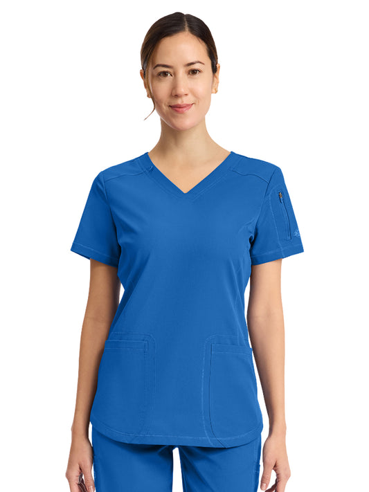 Women's 3-Pocket V-Neck Top - DK730 - Royal