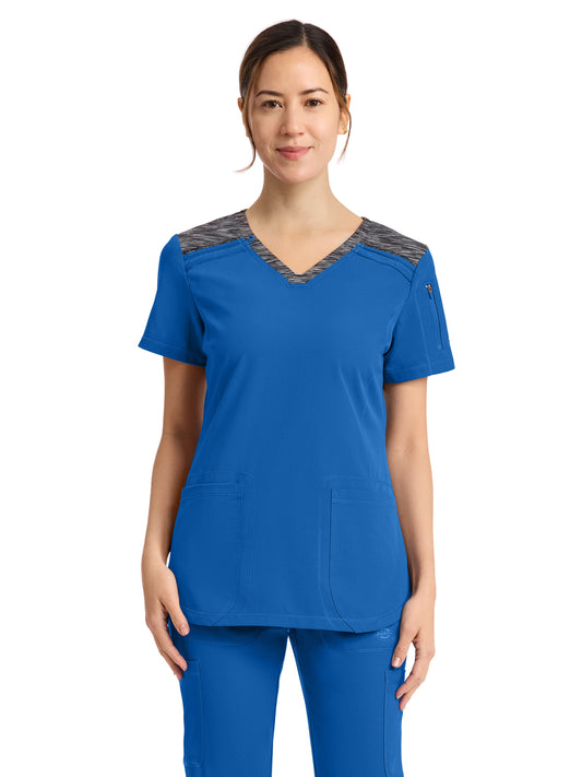 Women's 3-Pocket V-Neck Top - DK740 - Royal