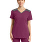 Women's 3-Pocket V-Neck Top - DK740 - Wine