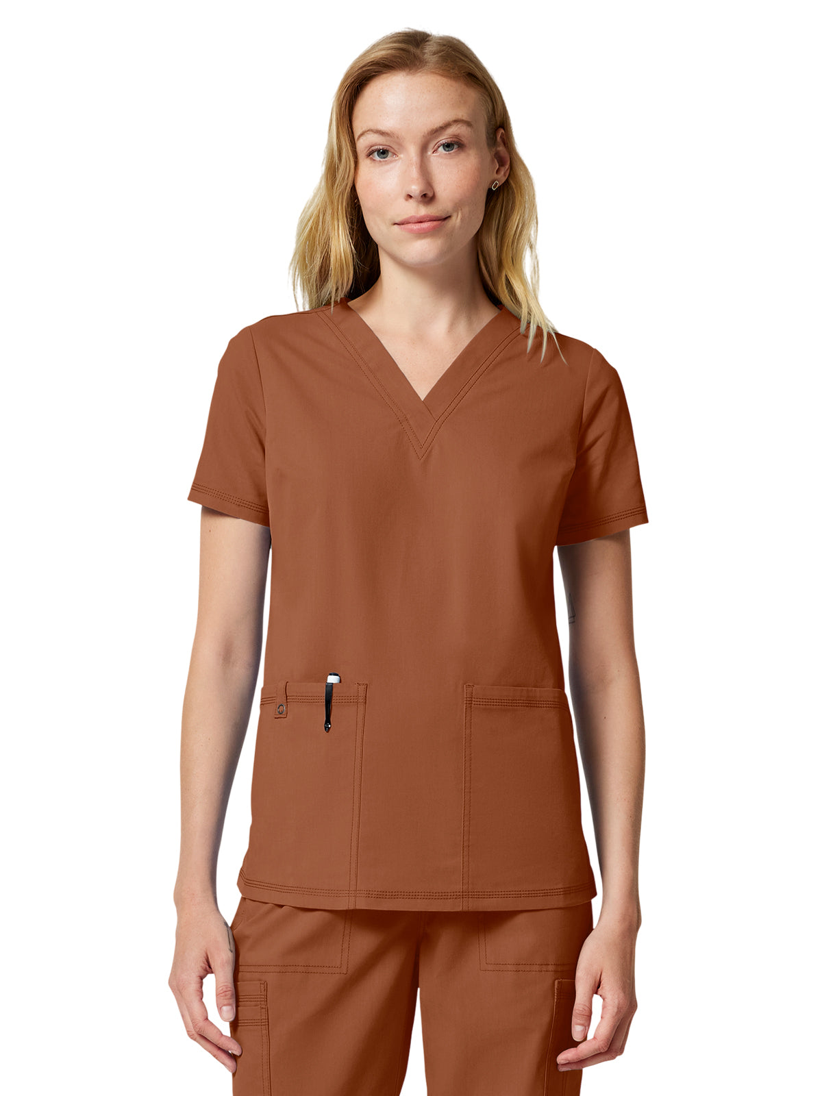 Women's 2-Pocket V-Neck Scrub Top - DK856 - Ginger Glow