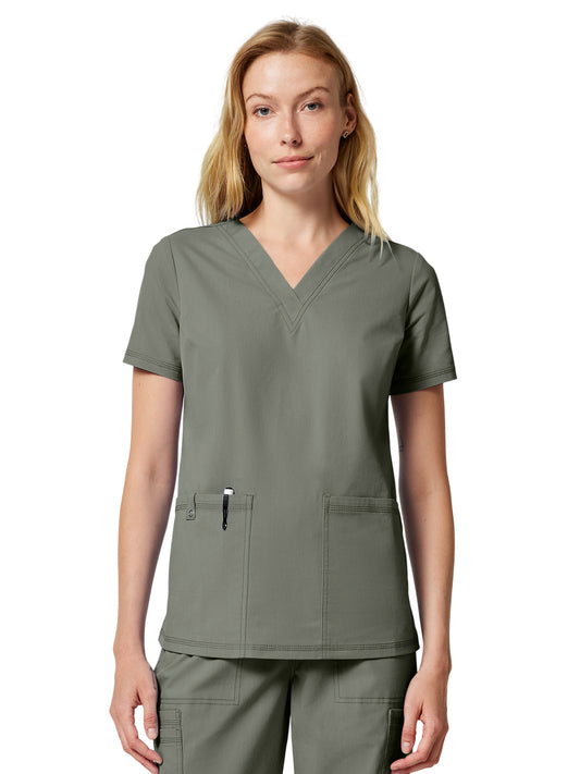 Women's 2-Pocket V-Neck Scrub Top - DK856 - Moonstone