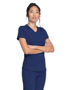 Women's 5-Pocket Rib Knit V-Neck Top - DK875 - Navy