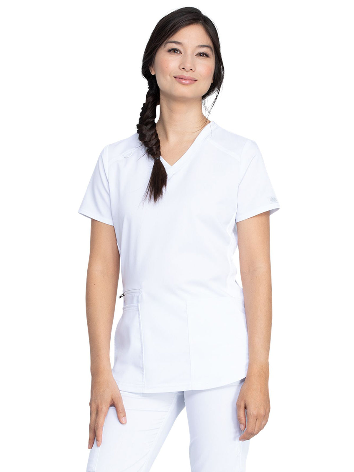 Women's 5-Pocket Rib Knit V-Neck Top - DK875 - White