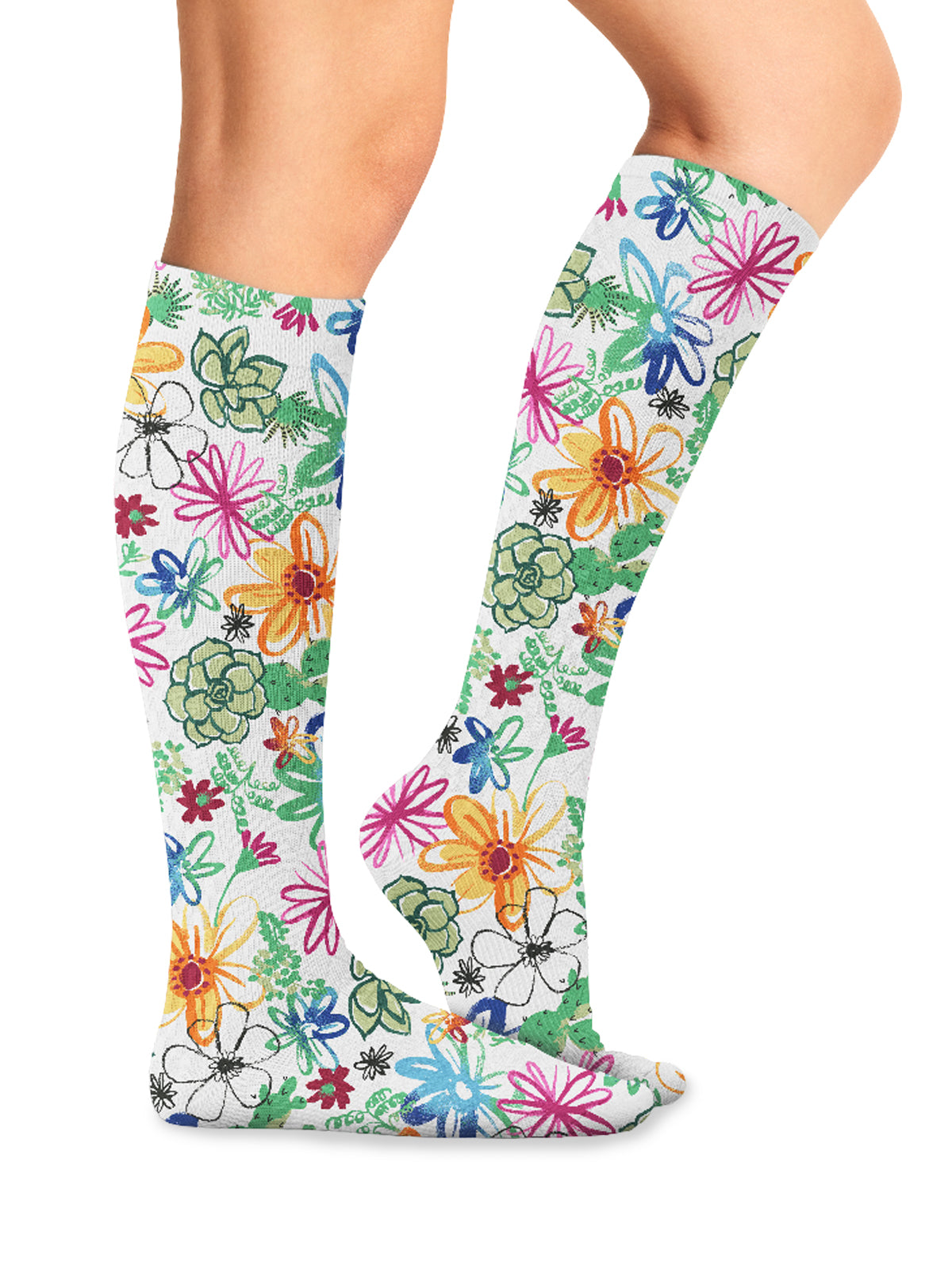 Women's Knee High 8-15 mmHg Compression Sock - FASHIONSUPPORT - Sweet Succulent