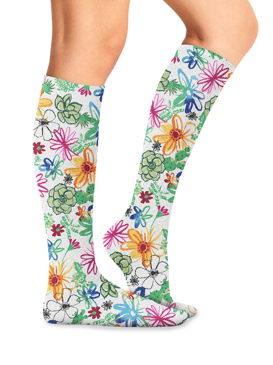 Women's Knee High 8-15 mmHg Compression Sock - FASHIONSUPPORT - Sweet Succulent