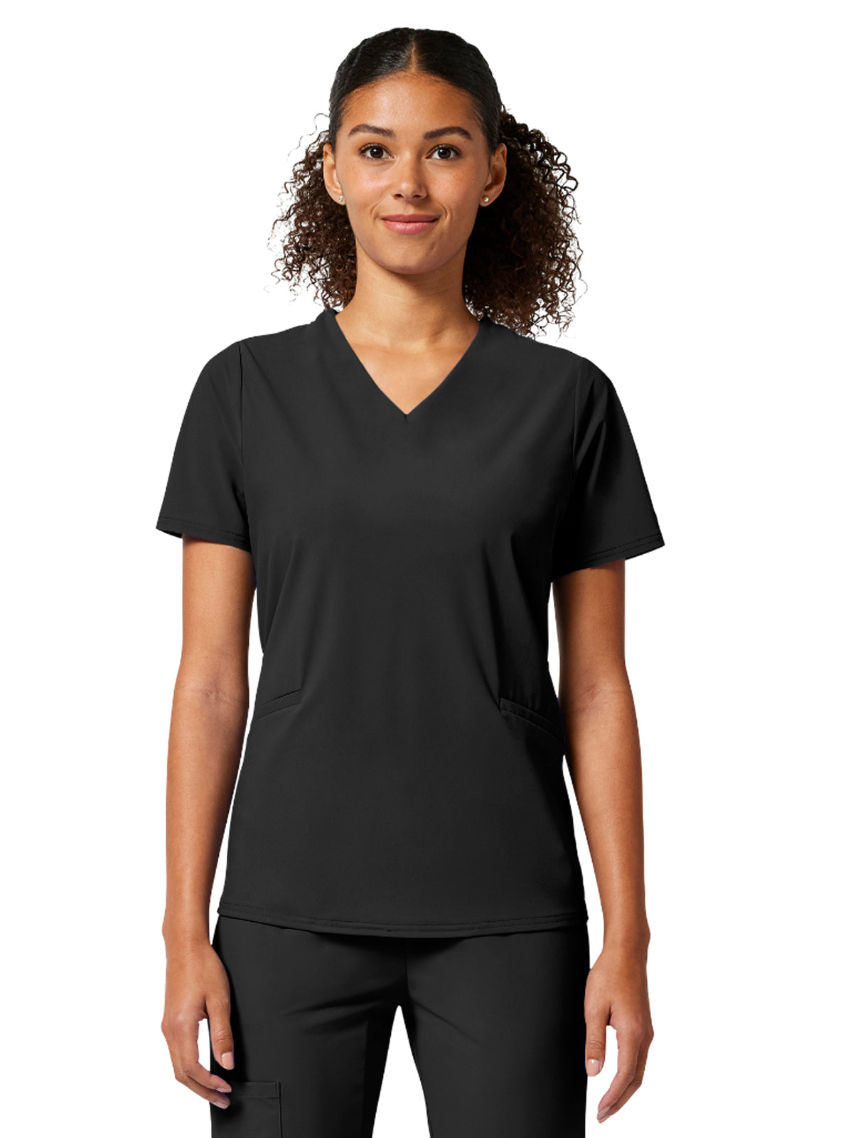 Women's 2-Pocket Built in Sport Bra Top - IN00011 - Black