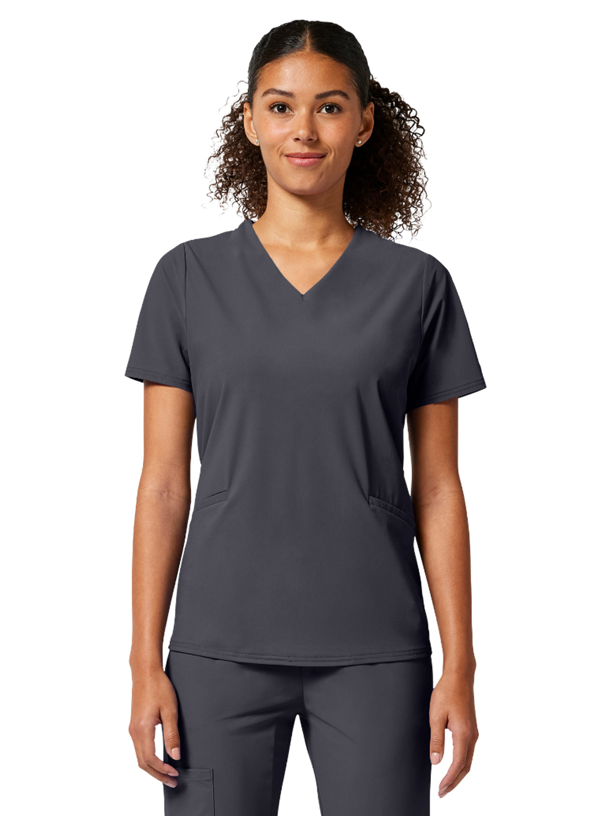 Women's 2-Pocket Built in Sport Bra Top - IN00011 - Pewter